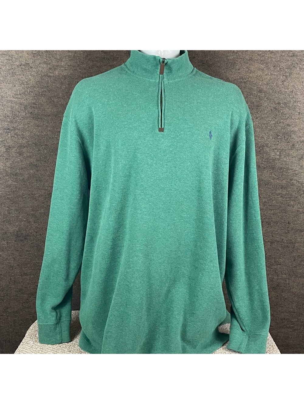 Polo By Ralph Lauren Sweater Mens 3XLT Big Tall Green Mock Neck Quarter Zip R1